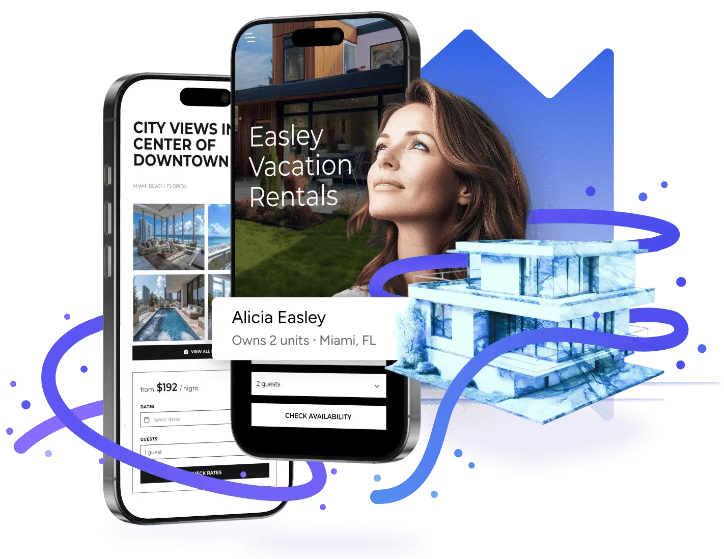 Futurestay short-term rental management dashboard on desktop and mobile