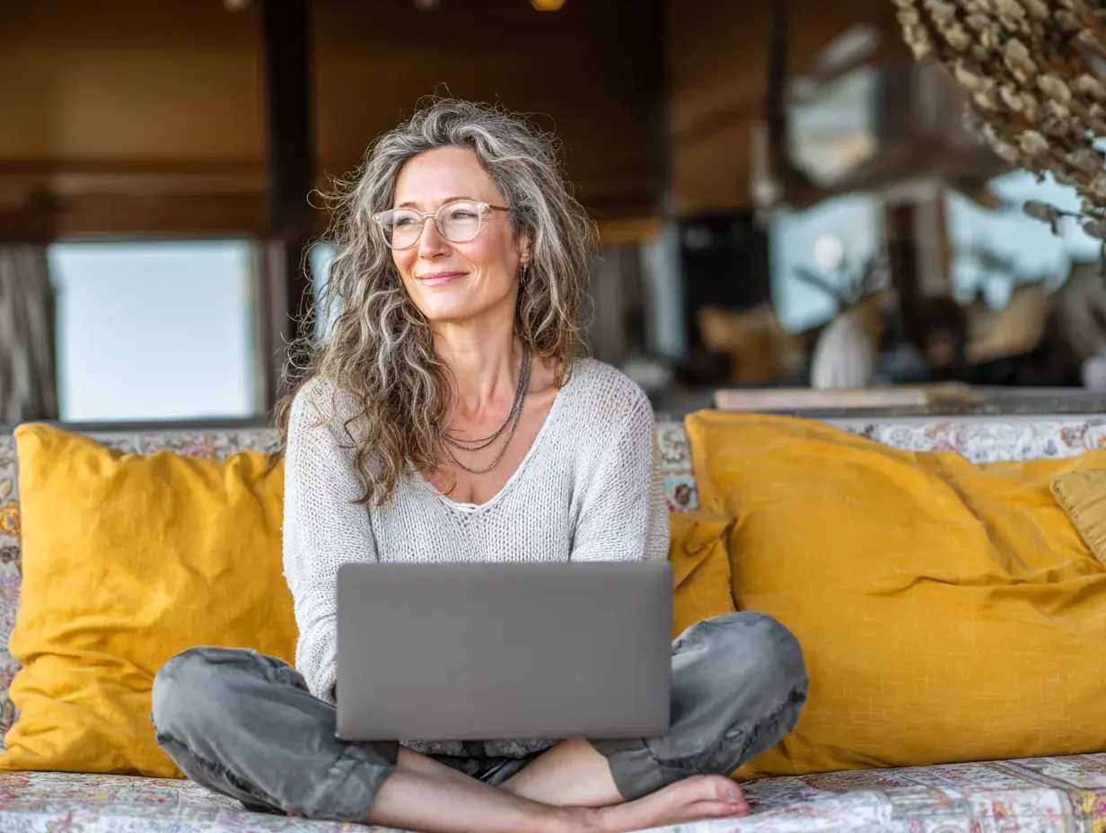 Short-term rental owner on laptop